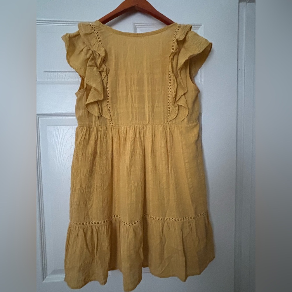 Yellow Ruffled Sleeveless Dress. Size S/M - Picture 2 of 2